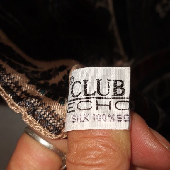 Vintage 100% Silk Scarf Oblong Floral Boho Multi Printed Echo Club 7 - Picture 5 of 9